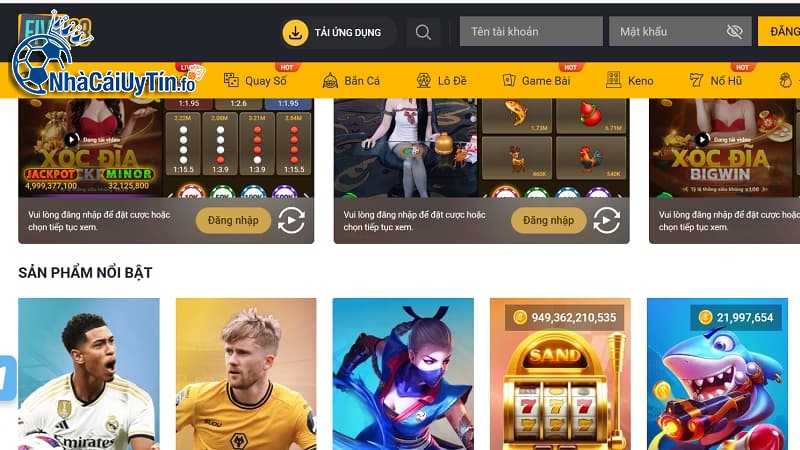 Hệ thống game cược phong phú, ứng dụng công nghệ RNG